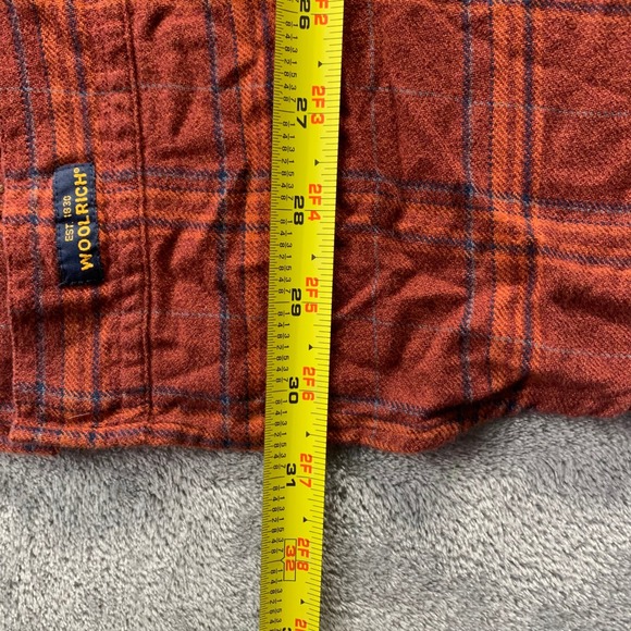 Vintage Woolrich Mens Rust Plaid Long Sleeve Button Down Shirt XL Cotton - Picture 8 of 12